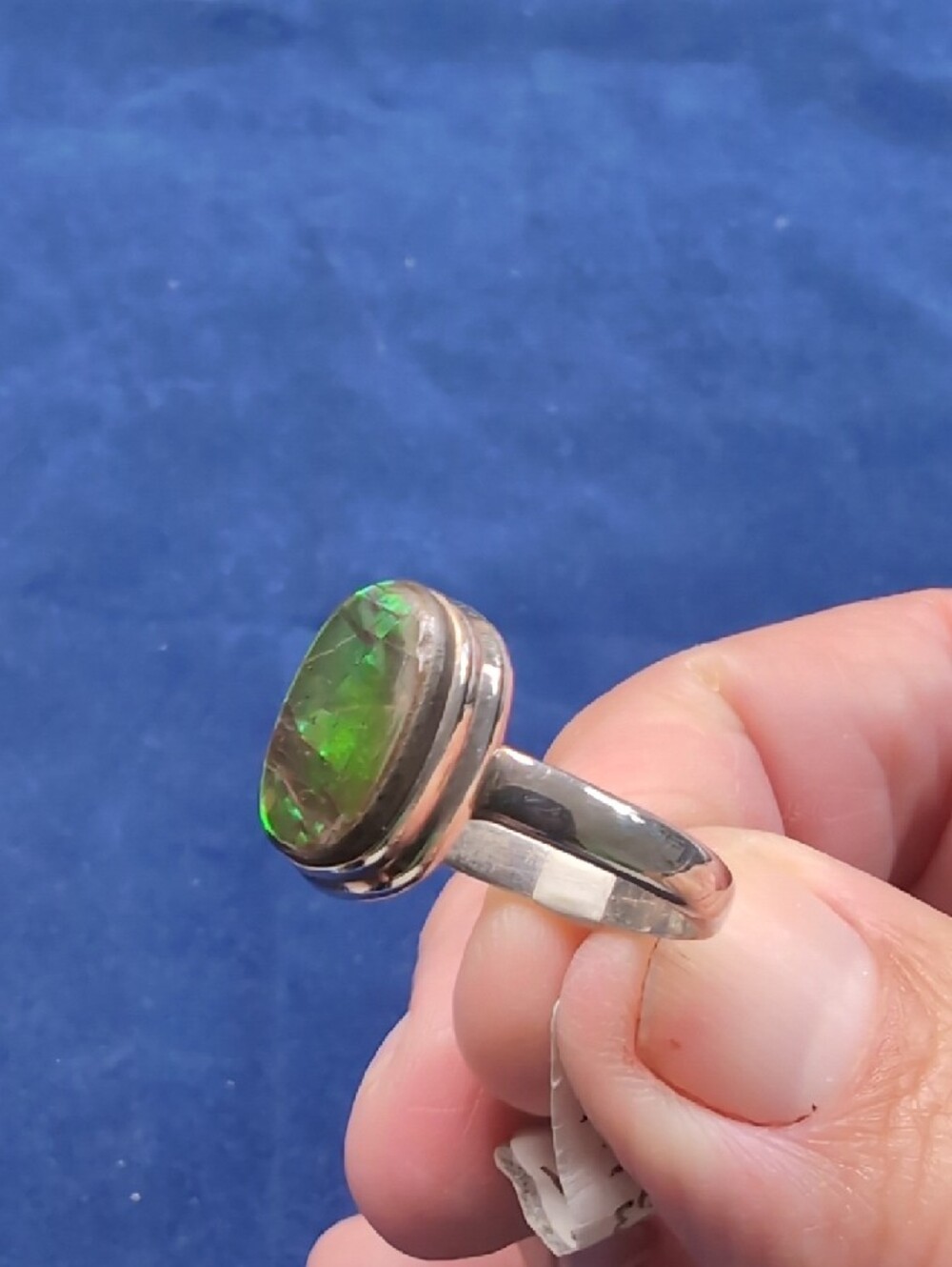Sterling Silver Ammolite Oval Ring - Women's Jewelry Size 9.5 - Picture 7 of 9